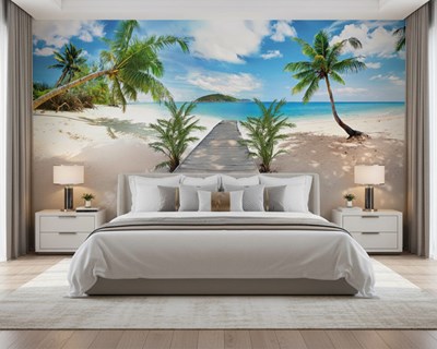 Behang met strandwandelpad