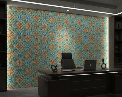 Behang met kleurrijke geometrische patronen