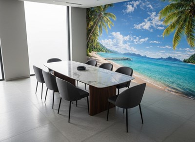 Behang met tropisch strandlandschap