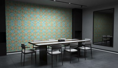 Behang met kleurrijke geometrische patronen