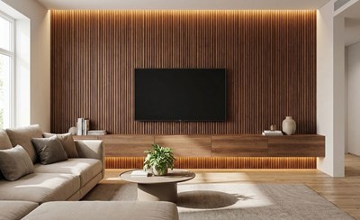 3D-behang met houten lattenpatroon