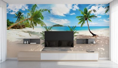 Behang met strandwandelpad