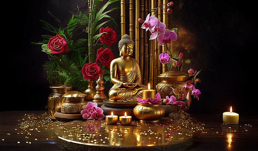 3D Boeddhabeeld Behang