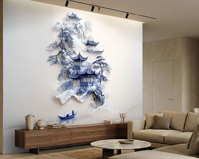 3D Verre Oosten Landschap Behang