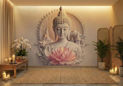 3D Boeddhabeeld Behang