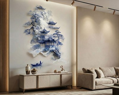 3D Verre Oosten Landschap Behang