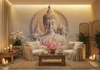 3D Boeddhabeeld Behang