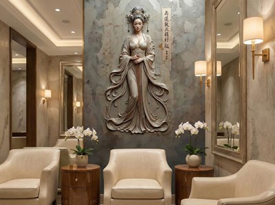 3D Chinese vrouw reliëfbehang