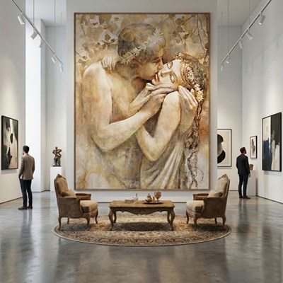 Artistiek behang met een liefdesthema