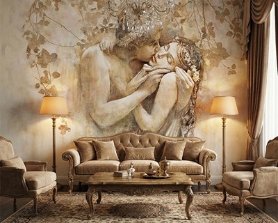 Artistiek behang met een liefdesthema