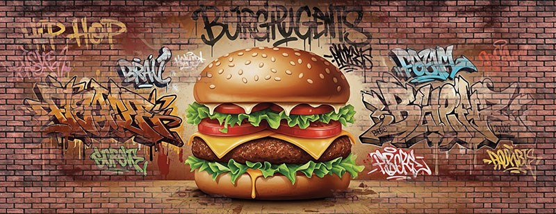 Hamburger-thema behang