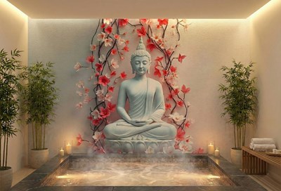 3D Boeddhabeeld Behang
