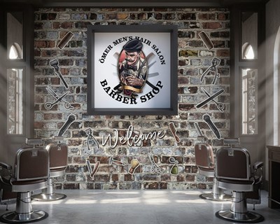 Barber Shop-behang voor op bakstenen muren