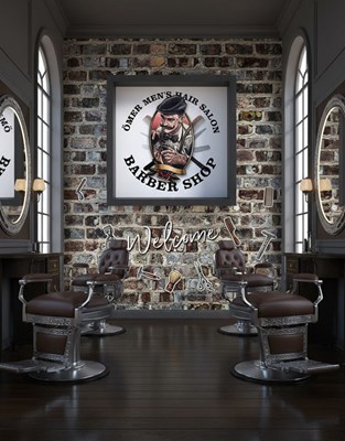 Barber Shop-behang voor op bakstenen muren
