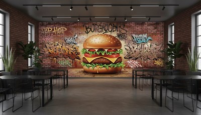 Hamburger-thema behang