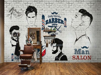Barbershop-thema behang