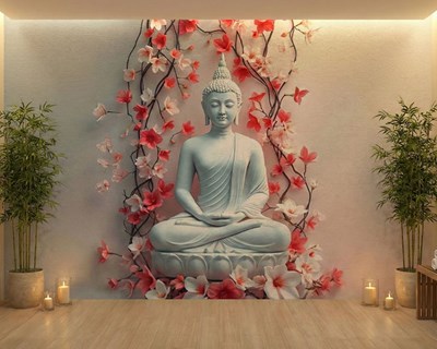 3D Boeddhabeeld Behang
