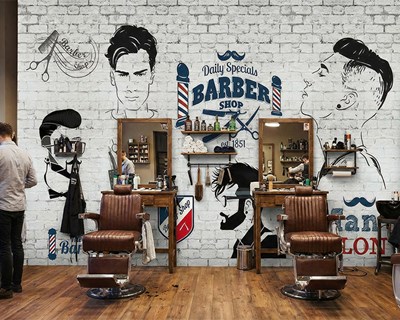 Barbershop-thema behang