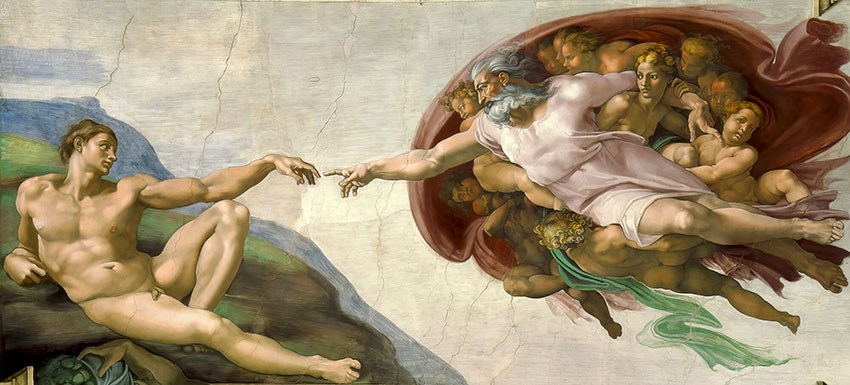De schepping van Adam – Michelangelo-behang