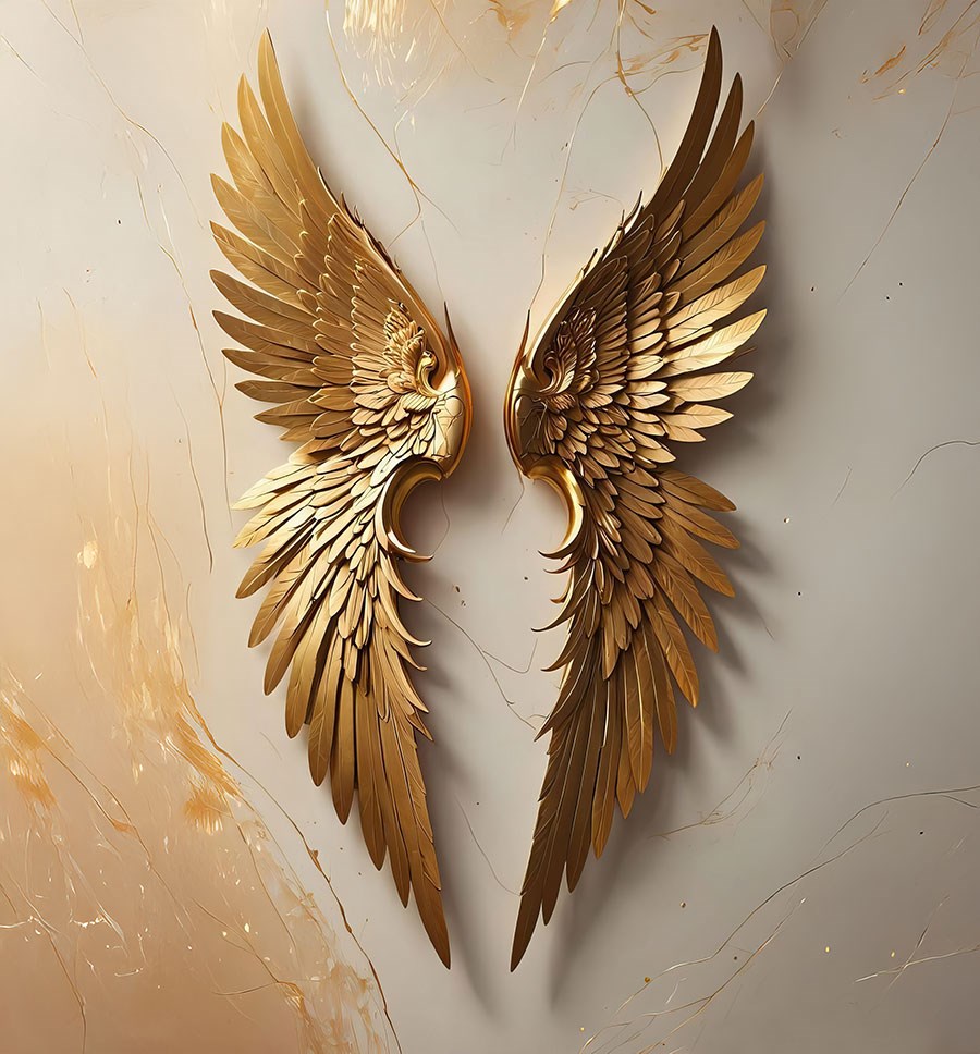 Behang met gouden engelenvleugels