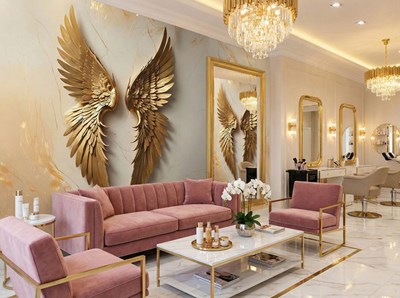 Behang met gouden engelenvleugels