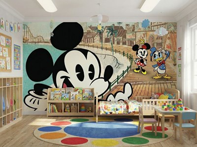 Mickey Mouse-behang voor de kinderkamer 