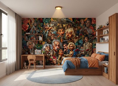 Behang met personages uit oude films