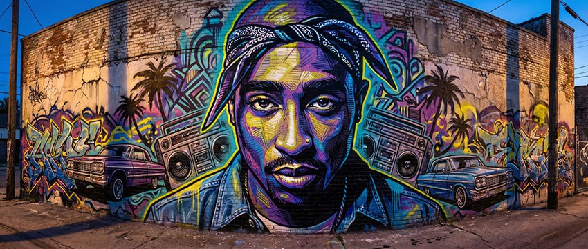 Tupac Shakur-straatgraffitibehang