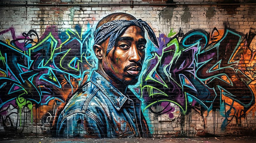 Graffitikunst Rapper-illustratie Achtergrond