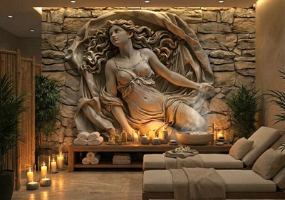 3D-behang met afbeelding van een vrouwelijk beeld