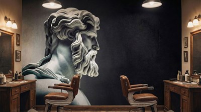 Beeld van de Griekse god Zeus als achtergrond