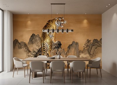 Behang met tijgermotief in Japanse stijl