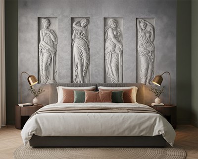 Behang met vrouwelijke beelden in een nis