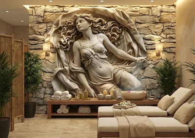 3D-behang met afbeelding van een vrouwelijk beeld