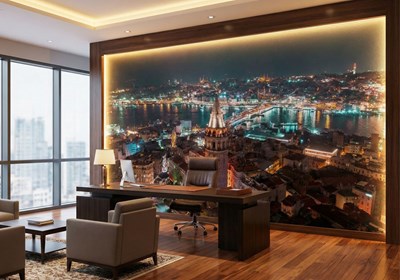 Galatatoren-achtergrond met nachtelijk uitzicht