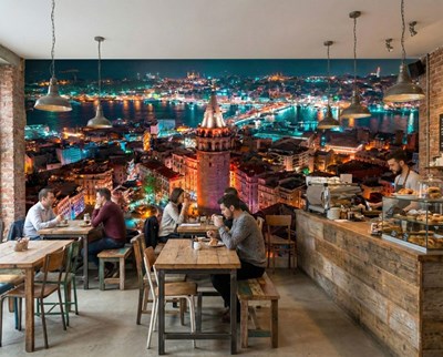 Galatatoren-achtergrond met nachtelijk uitzicht