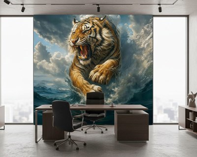 Behang met brullende tijger