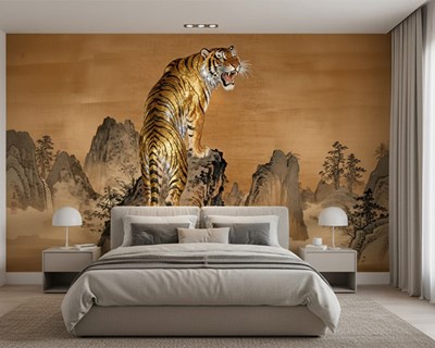 Behang met tijgermotief in Japanse stijl