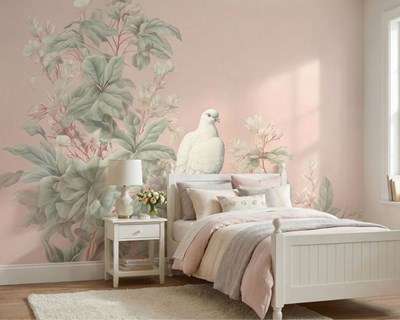 Behang met witte duif in een tak