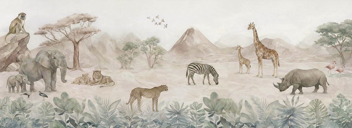 Behang met safaridieren als thema