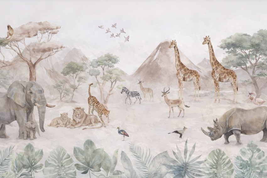 Behang met Afrikaanse safaridieren