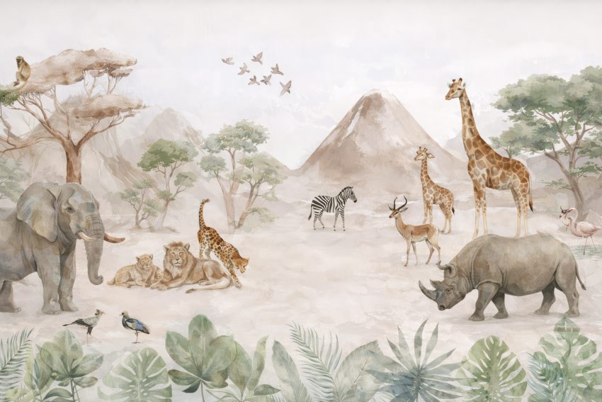 Behang met Afrikaanse wilde dieren