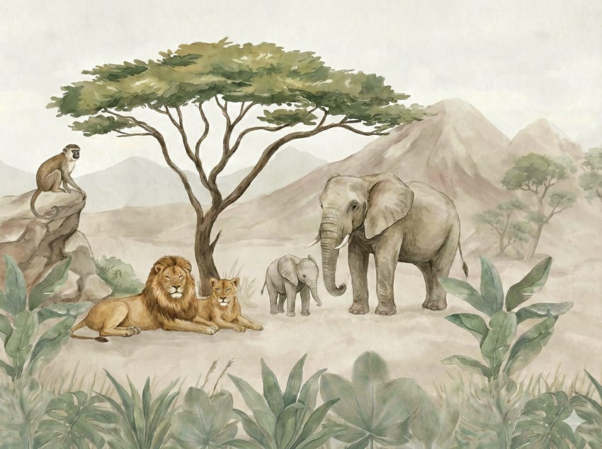 Safari-behang voor de kinderkamer