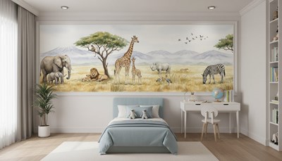 Behang met safaridieren voor de kinderkamer
