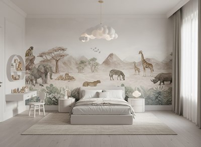 Behang met safaridieren als thema