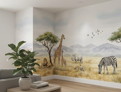 Behang met safaridieren voor de kinderkamer