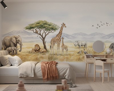 Behang met safaridieren voor de kinderkamer