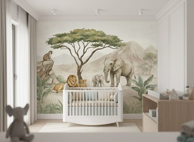 Safari-behang voor de kinderkamer
