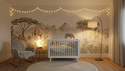Panoramisch Safari-behang voor de kinderkamer