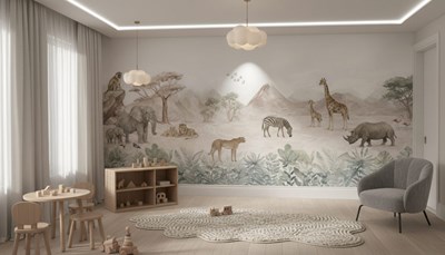 Behang met safaridieren als thema
